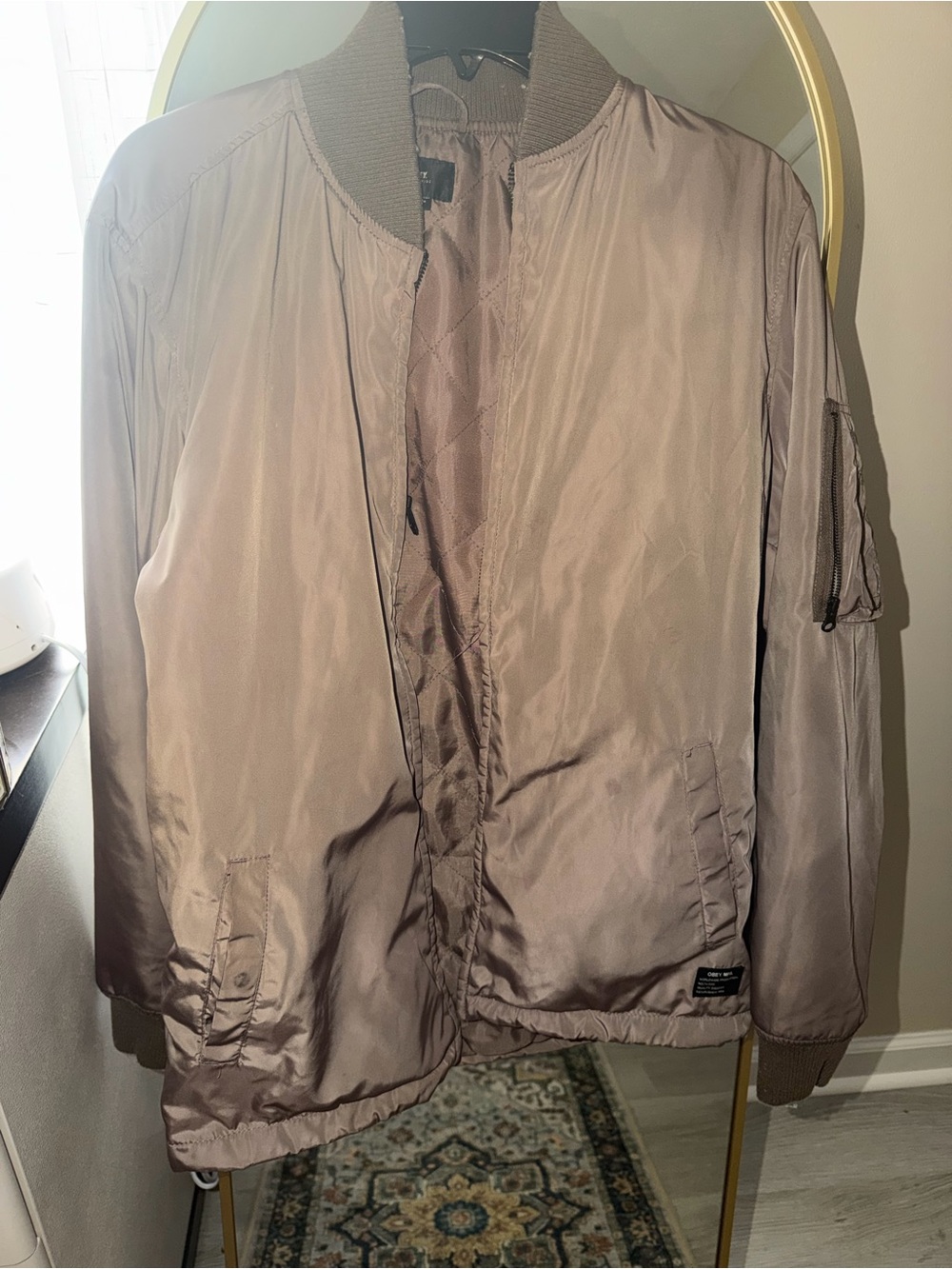 Obey Men's Bomber Jacket - Mauve Taupe